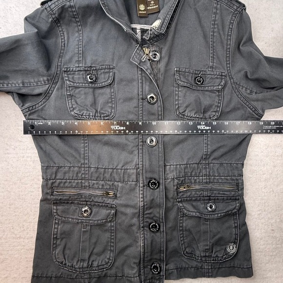 Element Utility Jacket Gray Cotton Button Zip Pockets Size Large military - Picture 5 of 10